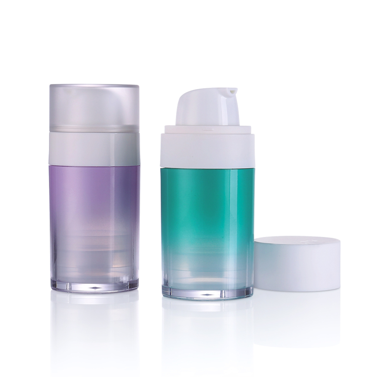 30 ml luksus kosmetisk emballage luftfri rund lotion gradient farve pumpe flaske L19