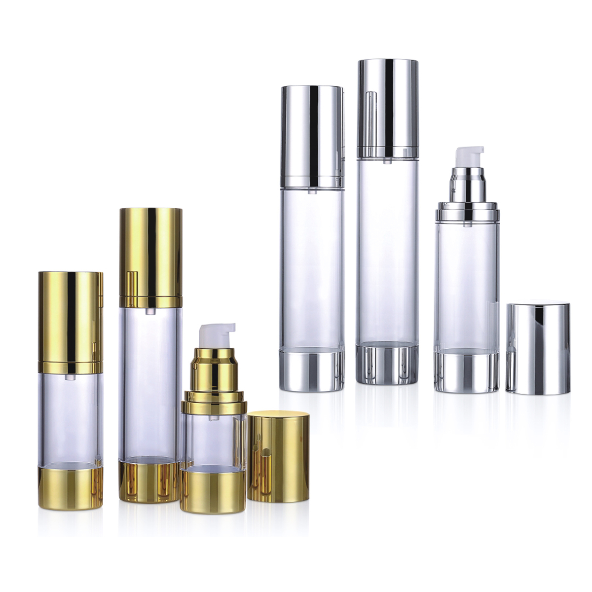 15 ml 30 ml 50 ml 80 ml 100 ml 120 ml sølv brugerdefineret etiket Lotion Essential Oil Pump Mist Spray Packaging Cosmetic Airless Bottle L04
