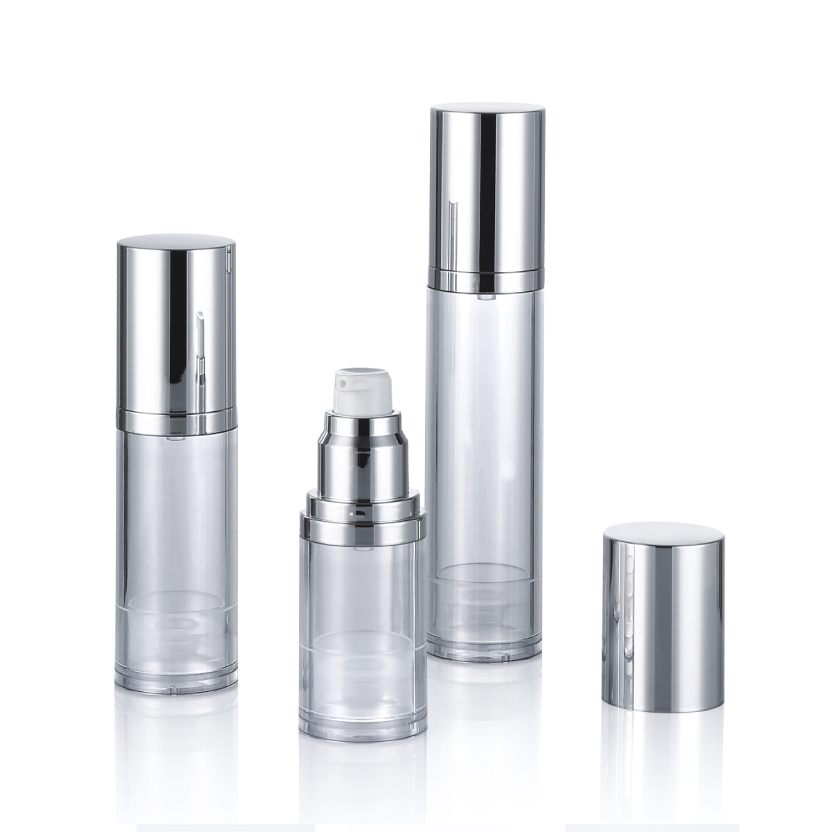 15 ml 30 ml 50 ml brugerdefineret skinnende/mat sølv kosmetisk hudpleje luftfri pumpeflaske L04-1