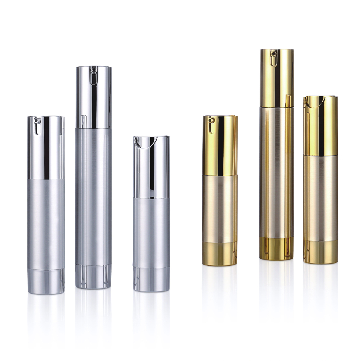 15 ml 20 ml 30 ml U-formet luftløs lotion flaske Tilpasset luksus hudpleje sølv gylden luftfri flaske L06