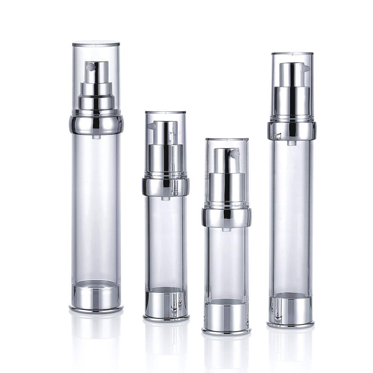 15 ml 20 ml 30 ml 50 ml Multi størrelse Transparent Silver Press Pump Hoved Essence Lotion Plastløs pumpeflaske L08