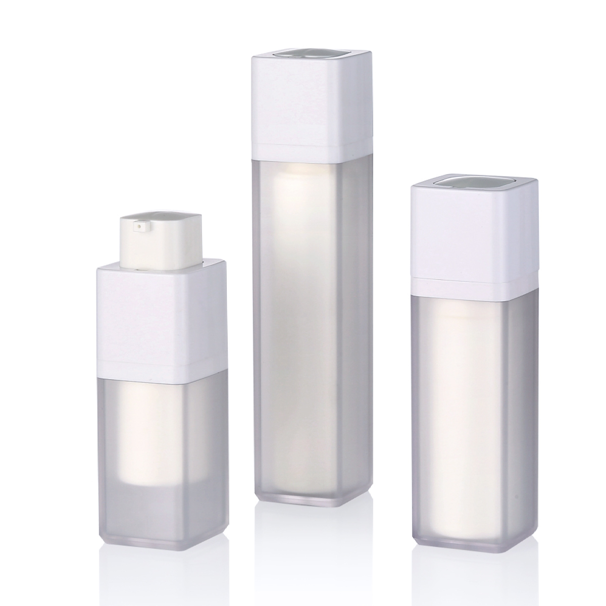15 ml 30 ml 50 ml vakuum frostet hvid indre roterende luftfri pumpeflaske dobbelt væg firkantet kosmetisk øjencreme lotion pumpe flasker L21